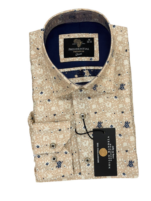 Presidential Premium Luxury Botanical Dress Shirt - Tan